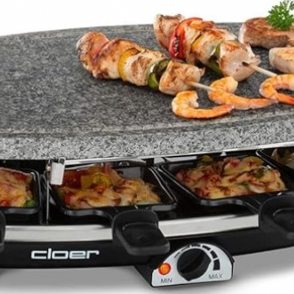 Cloer 6430 Raklet zgara, Doal Tal, 1200 W, Yapmaz Kaplamal, s zolasyonlu (Raclette)